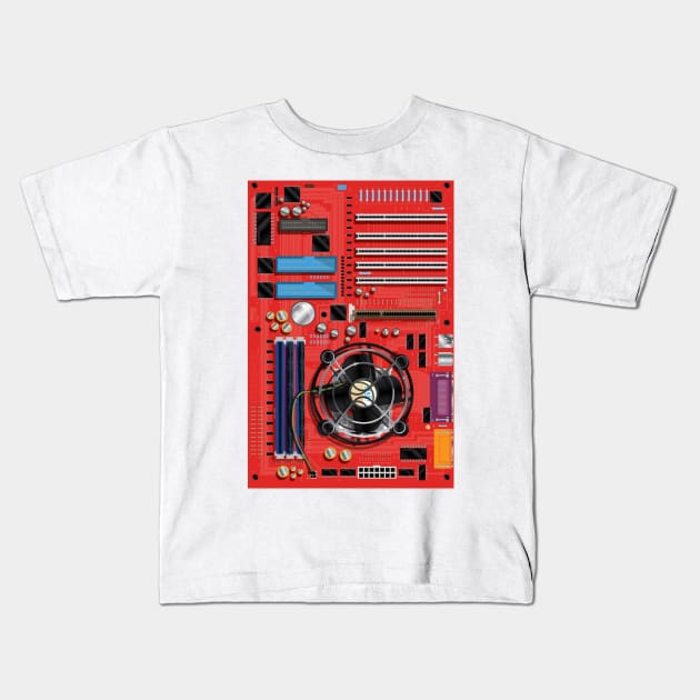 Computer Motherboard Kids T-Shirt by nickemporium1